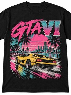 Grand Theft Auto 6 Shirt, GTA 6 Graphic Tee, GTA VI Vice City Style Gaming Tee